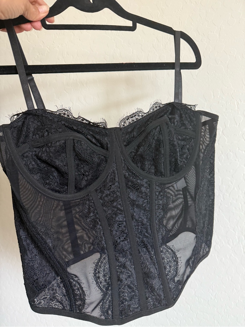 Women's Black Lace Bustier Top